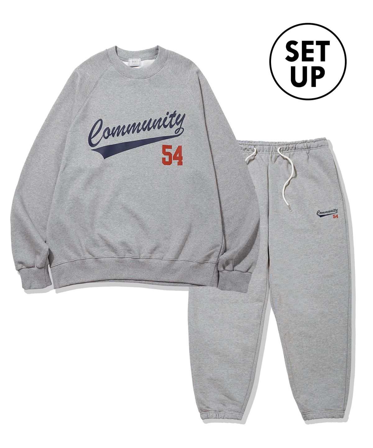 더마일(THEMILE) [SET]COMMUNITY 54 SWEAT SHIRTS PANTS - GREY