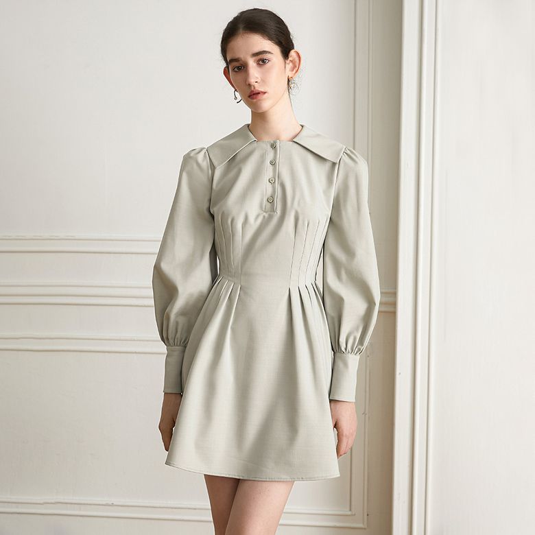 YY_Shirt collar cruise dress