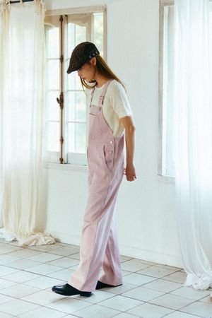 피그먼트 워싱 슬럽 코튼 오버롤 (핑크)