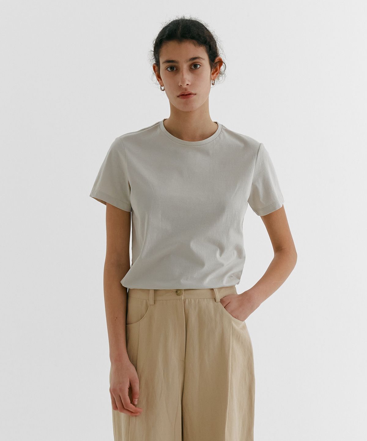 스텝어라운드(STEP AROUND) STANDARD FIT BASIC HALF T-SHIRTS_SAND