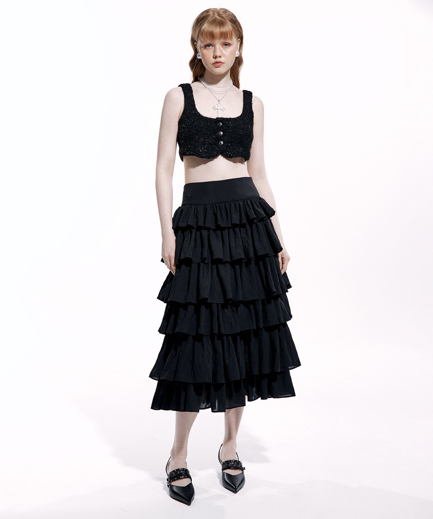 【ROUGHNECK】 韓国人気 ★ LONG CANCAN SKIRT (S,M) ROUGHNECK】 韓国人気 ☆ LONG CANCAN SKIRT (S，M)