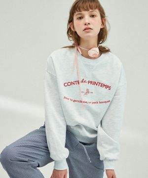 레터링 쟈가드 스웨트셔츠 [화이트 멜란지]