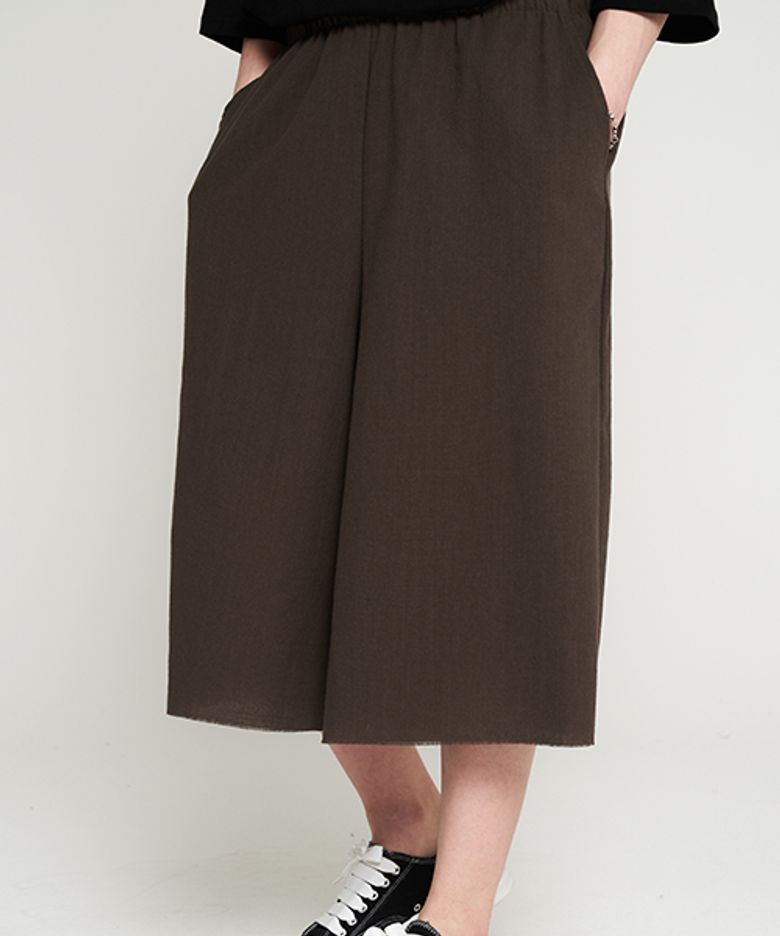 Linen Baggy 9 Bendable Pants Khaki