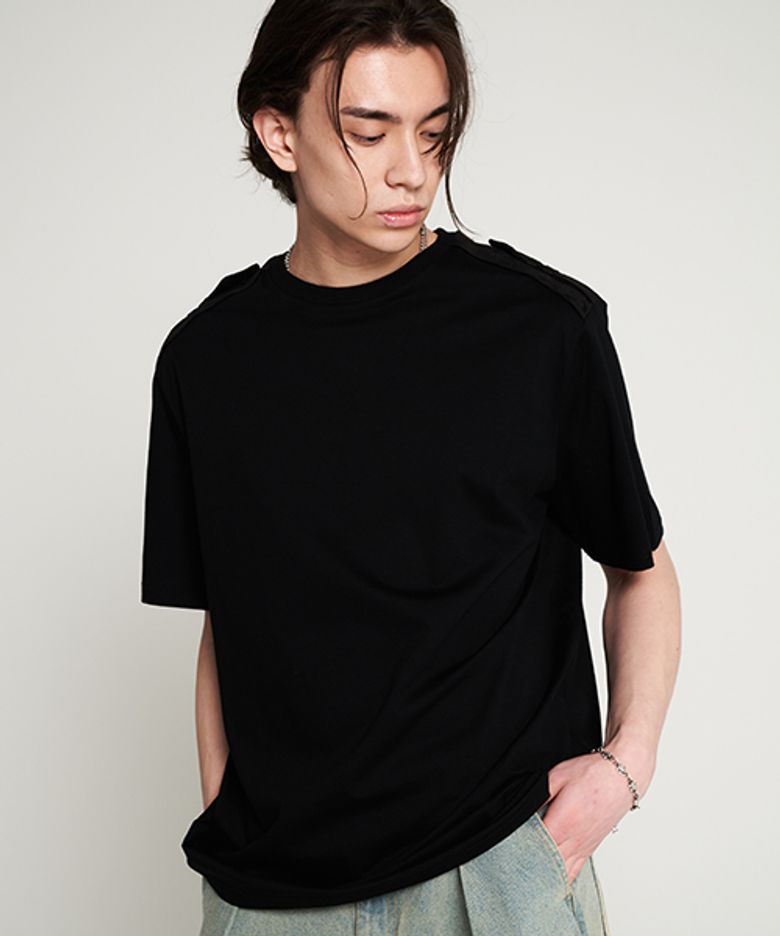 tnr shoulder round t-shirt black