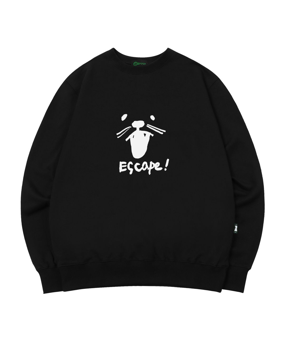 이스케이프프롬(ESCAPEFROM) 샤우팅 캣 프린트 맨투맨 블랙