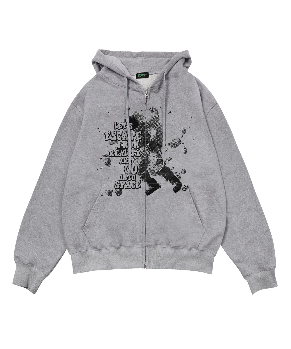 MUSINSA ESCAPEFROM Let's Go Space Print 2-Way Hooded Zip-Up Gray