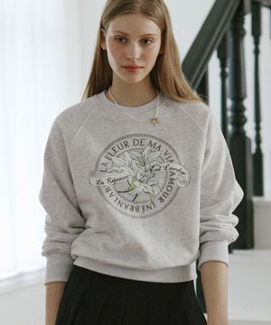 Lily Print Sweatshirt - Light Grey