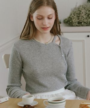 Cut Out Knit Top - Grey