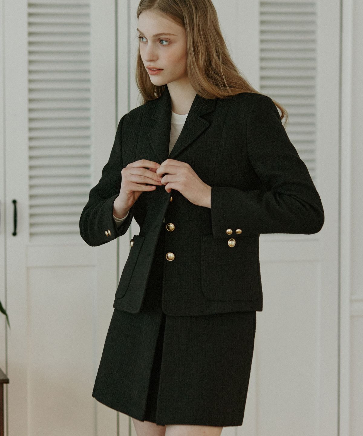 논로컬(NONLOCAL) Anna Tweed Set Up - Black