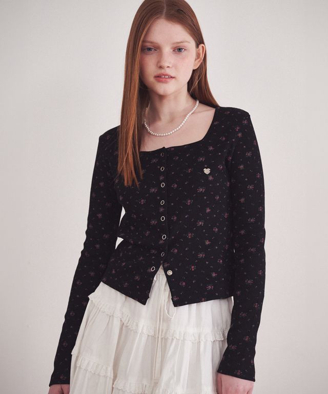 Tシャツ・カットソー RONRON SQUARE FLORAL SNAP WAFFLE CARDIGAN 4BKS356 MUSINSA公式 | RONRON SQUARE FLORAL SNAP WAFFLE CARDIGAN BLACK