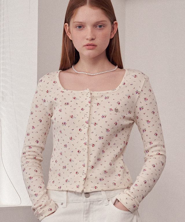 Tシャツ・カットソー RONRON SQUARE FLORAL SNAP WAFFLE CARDIGAN 4BKS356 MUSINSA公式 | RONRON SQUARE FLORAL SNAP WAFFLE CARDIGAN CREAM