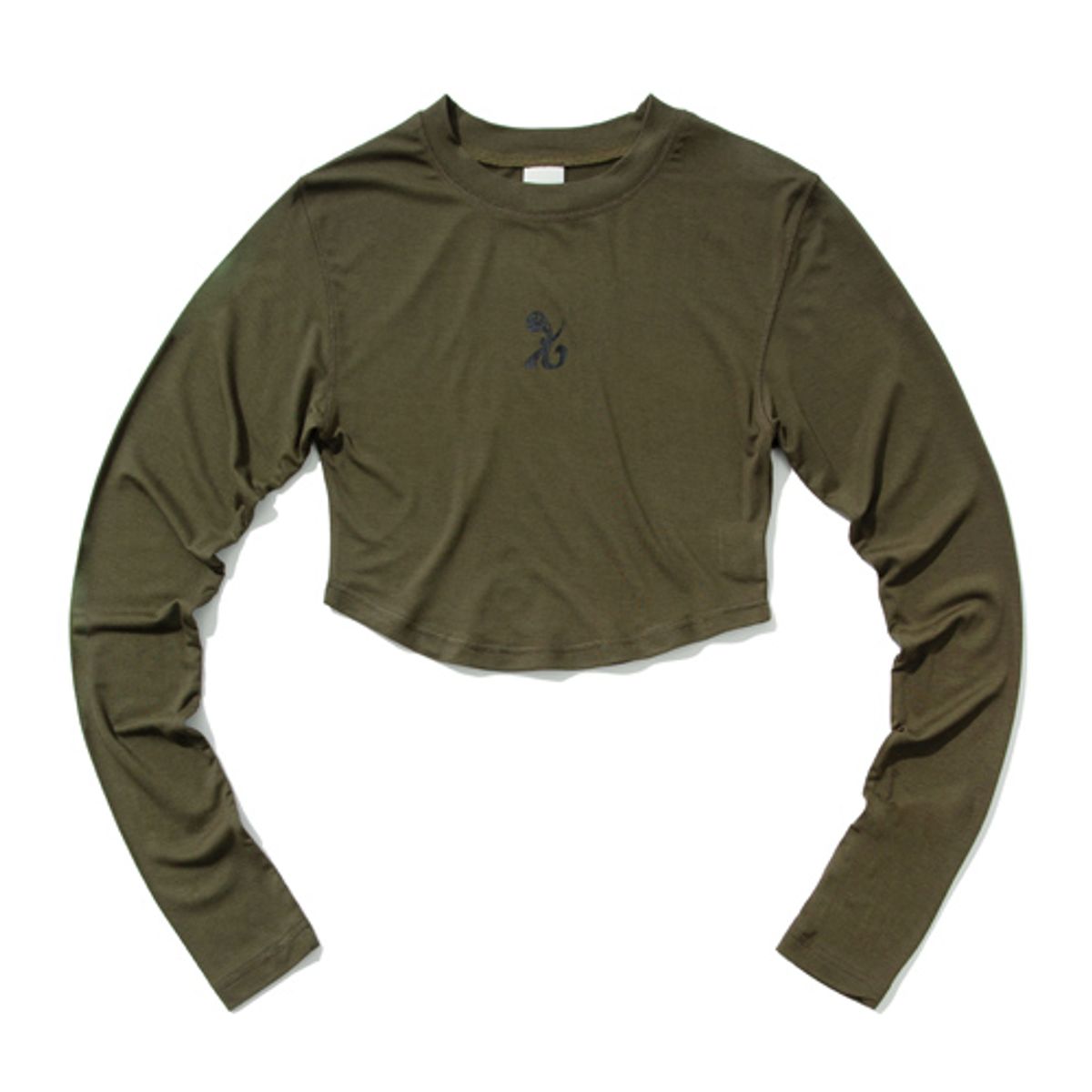 크루치(KRUCHI) SYMBOL Crop long-sleeved T-Shirt (OLIVE) WOMENS
