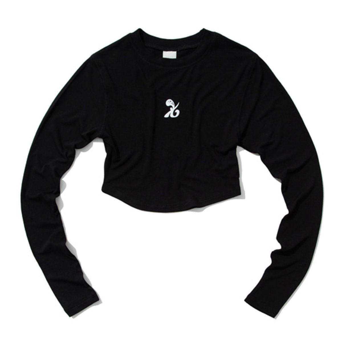 크루치(KRUCHI) SYMBOL Crop long-sleeved T-Shirt (BLACK) WOMENS
