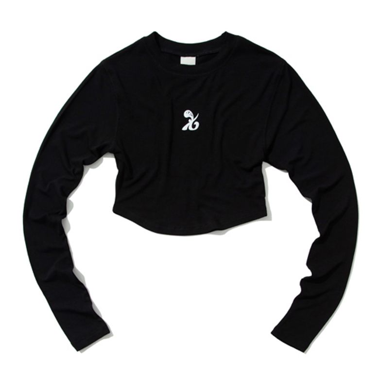 SYMBOL Crop long-sleeved T-Shirt (BLACK) WOMENS