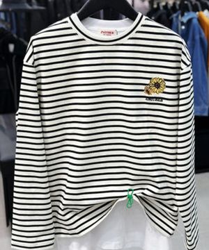 남/여 공용 데이지 스트라이프 티셔츠