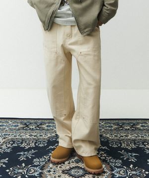 파번 4405 더블니 카펜터 와이드핏 크림 팬츠