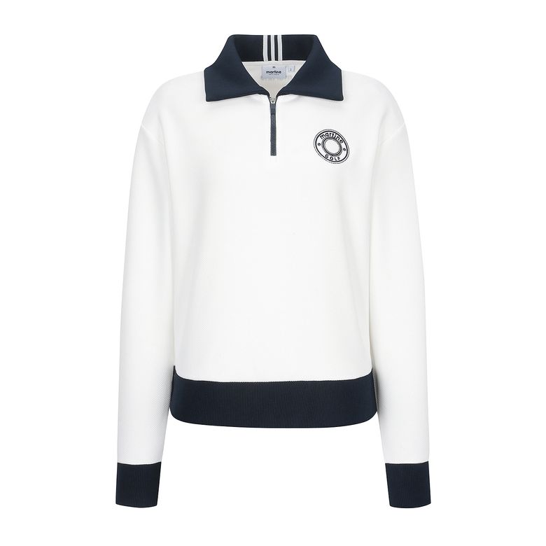 Knit Collar Half Zip-up Shirts_O/White