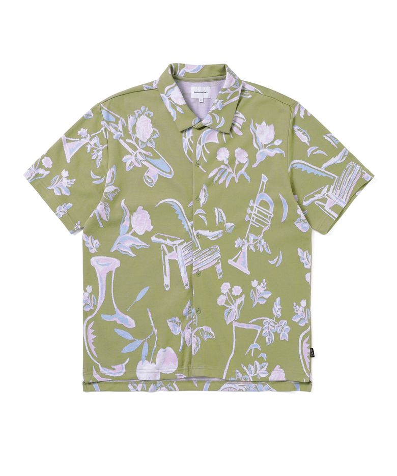 Object Jacquard Button Up Top Green