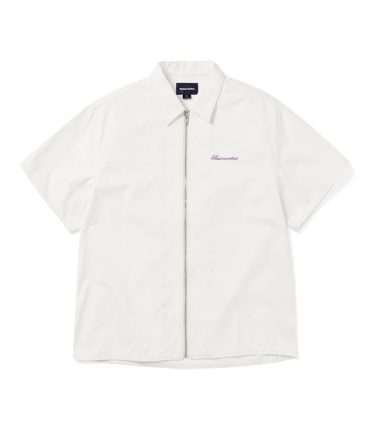 디스이즈네버댓(THISISNEVERTHAT) Washed Denim Zip S/S Shirt Off White