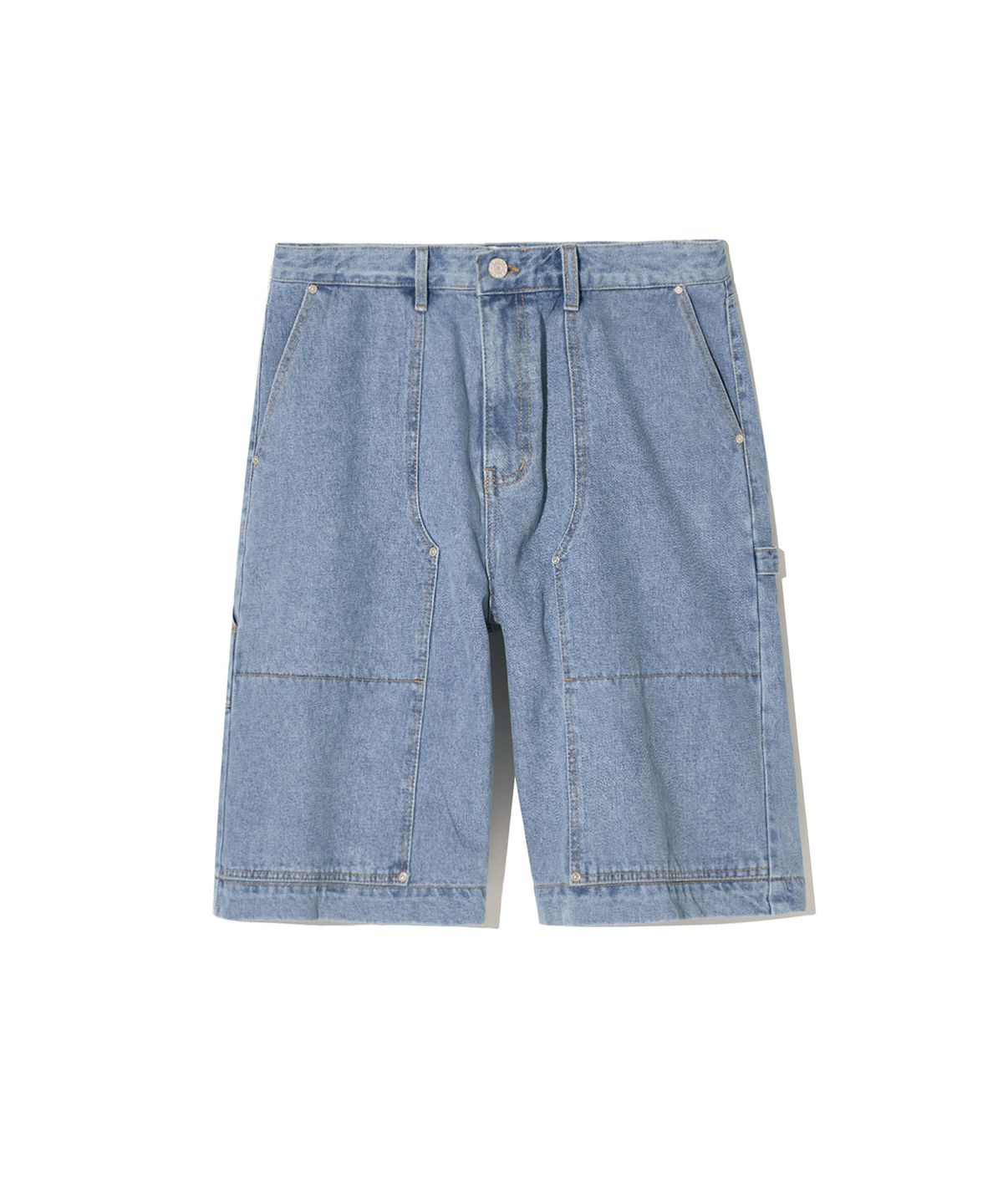 로어즈(LORES) Double Knee Denim Shorts - Light Blue