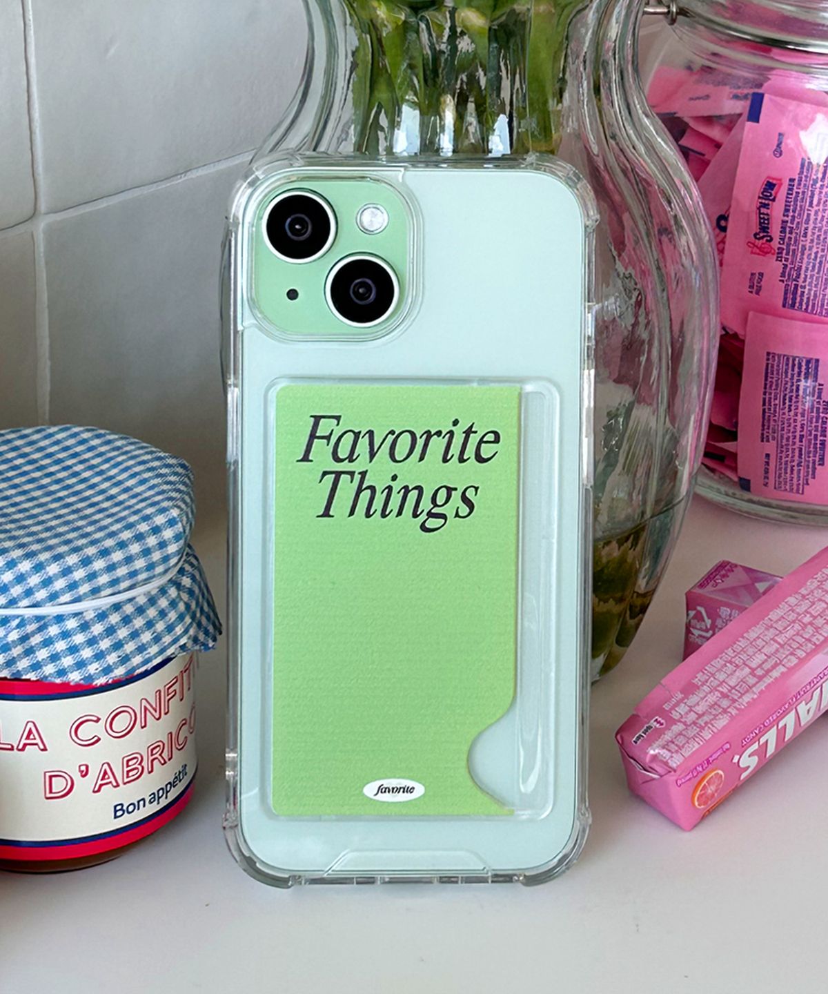 필위드러브(FILLWITHLOVE) 카드수납 젤리 폰케이스 - favorite things(green)
