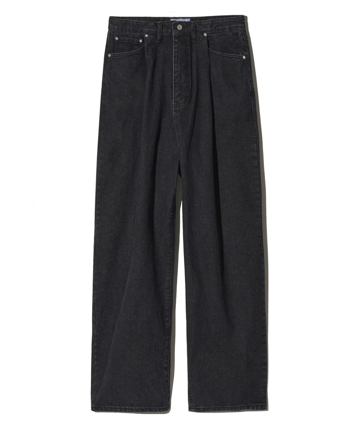 로어즈(LORES) Wide Tuck Denim Pants - Black