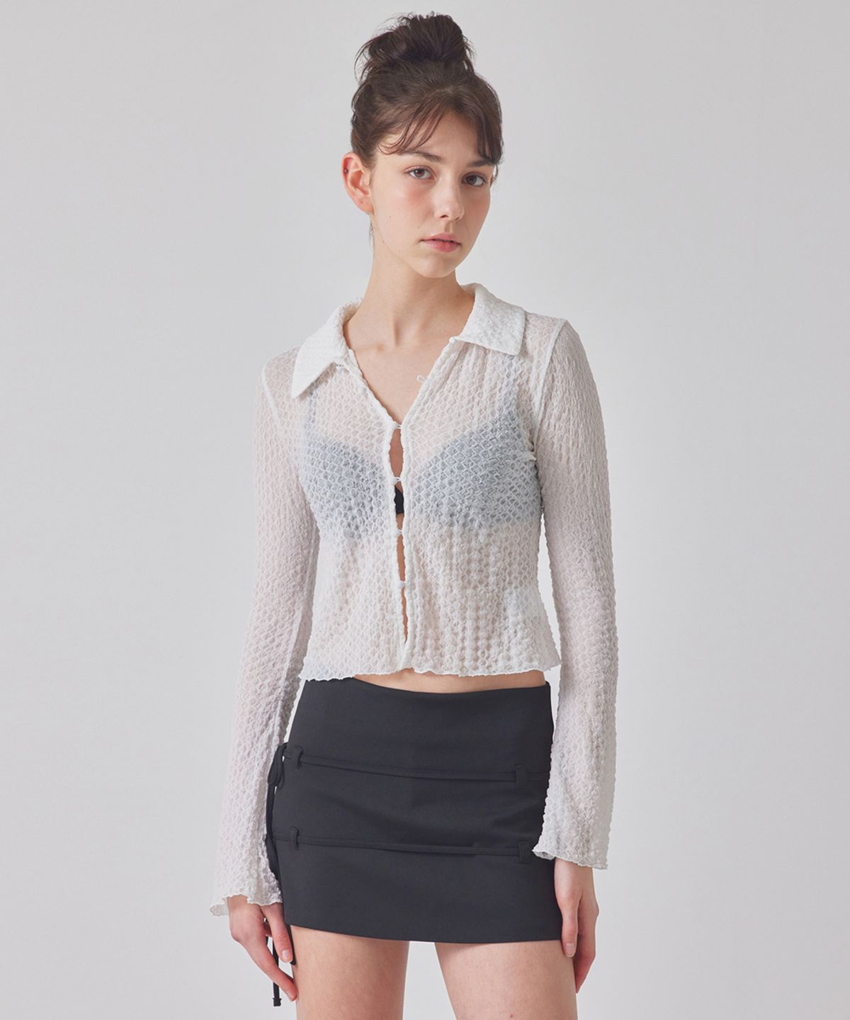 탑걸(TOPGIRL) TEXTURED BUTTON-UP BLOUSE_T416TP107