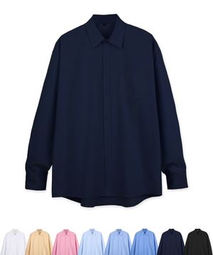 스탠다드핏 무지옥스포드셔츠_네이비