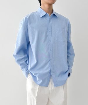 스탠다드핏 무지옥스포드셔츠_라이트스카이