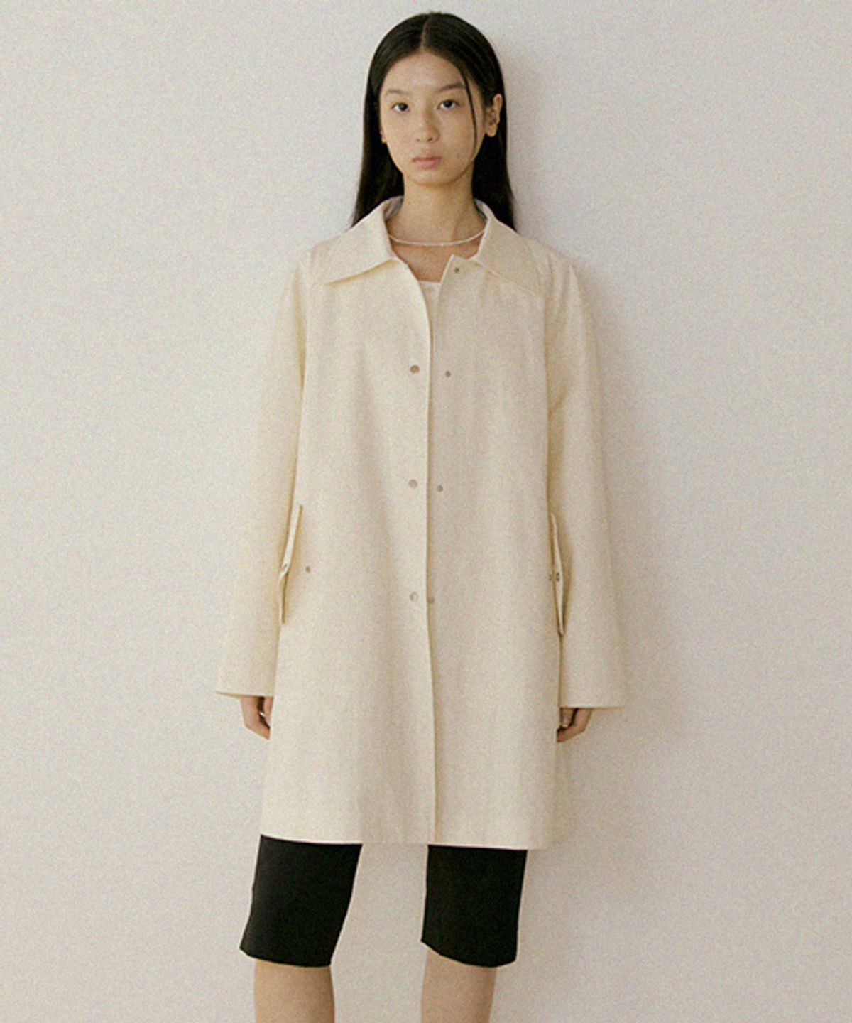 링서울(LINGSEOUL) balmacaan half trench coat-ivory