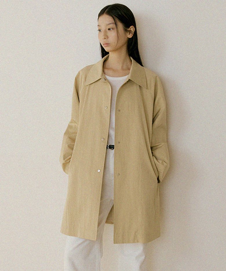 balmacaan half trench coat-beige