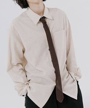유니섹스 스트라이프 셔츠 베이지