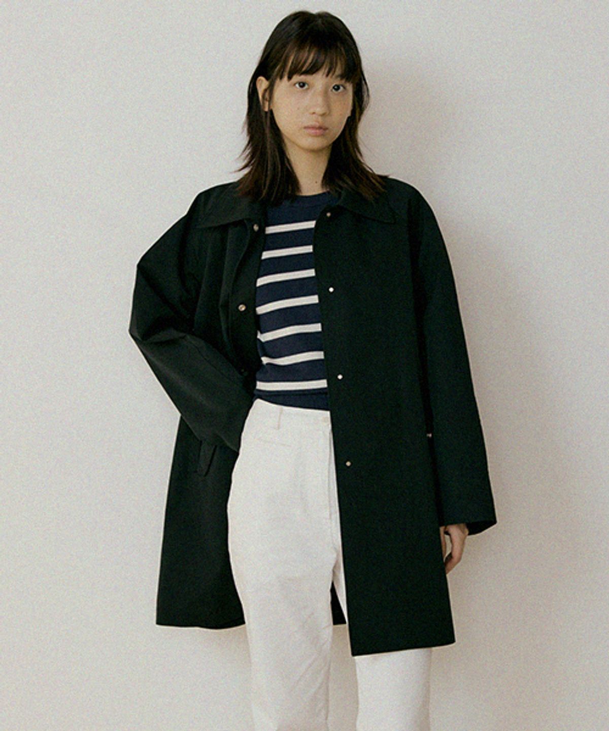 링서울(LINGSEOUL) balmacaan half trench coat-black