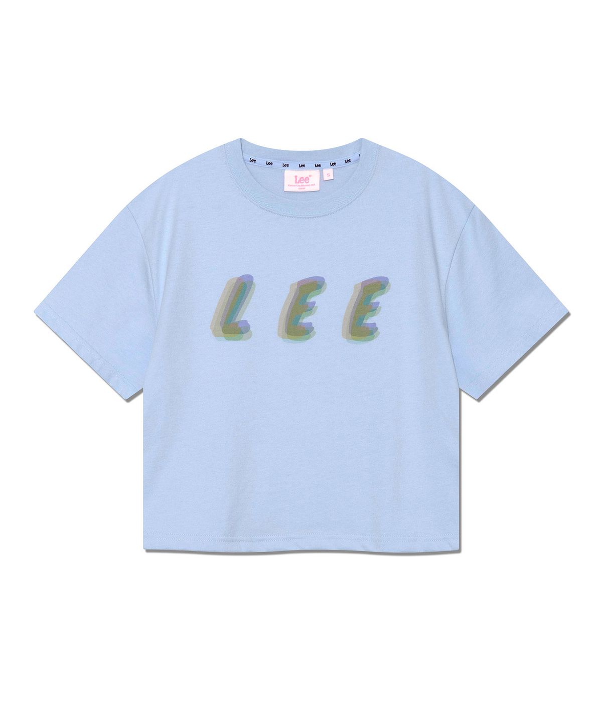 리(LEE) 우먼 리 수채화 로고 크롭 티셔츠 라이트 블루