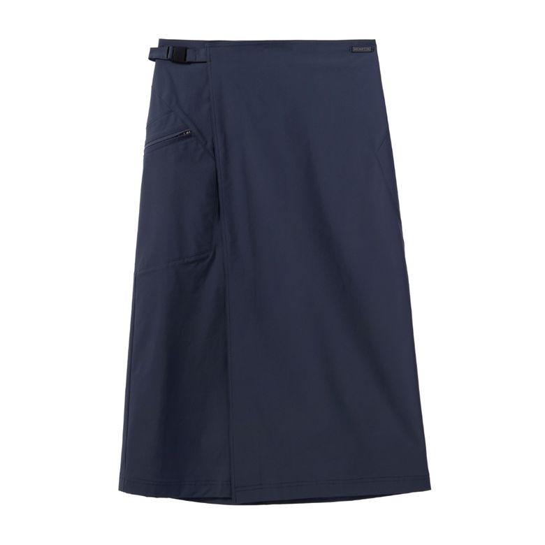 W NYLON SET UNBALANCE POCKET WRAP MIDI SKIRT - NAVY (P242WSK360)