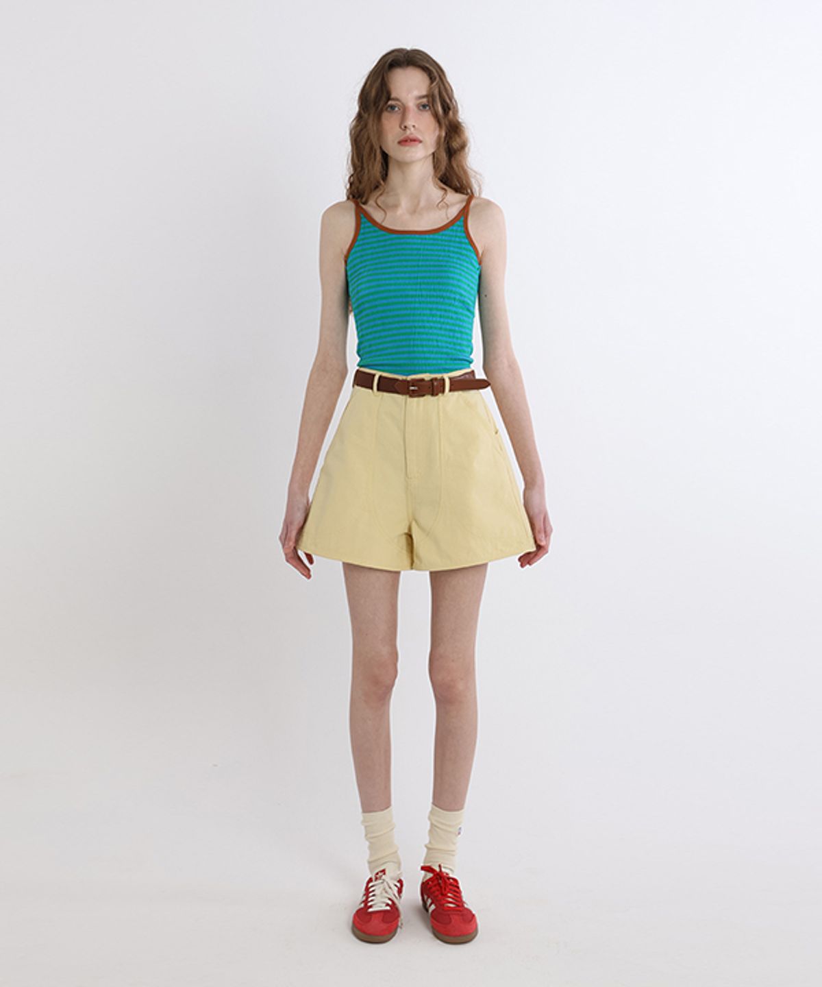 그린버터(GREENBUTTER) Washed Line Short_Belt set (Yellow)
