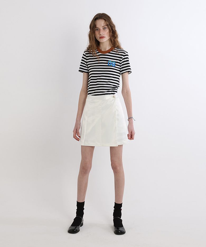 Silky Heart Button Skirt (Ivory)