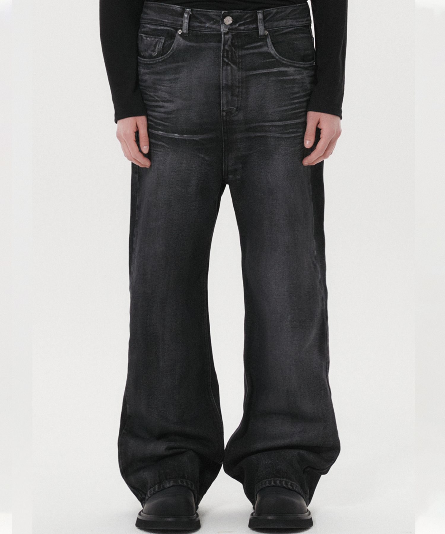 MUSINSA | DNSR coated flare denim pants