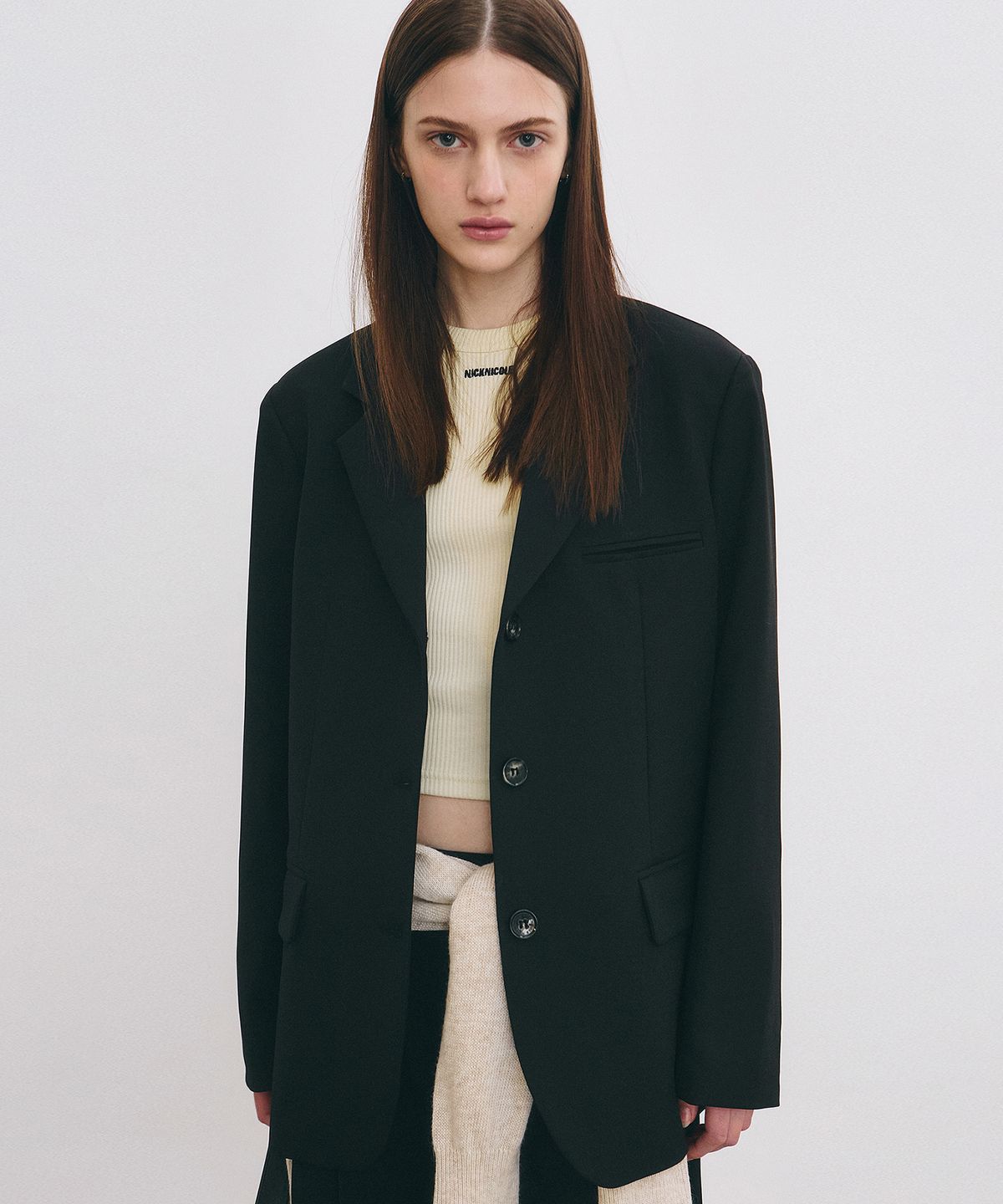 닉앤니콜(NICK&NICOLE) MINIMAL CLASSIC BLAZER JACKET_BLACK