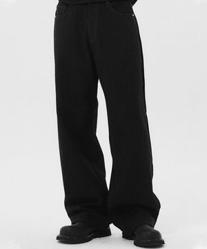 시그니처 와이드 데님 팬츠 블랙블랙