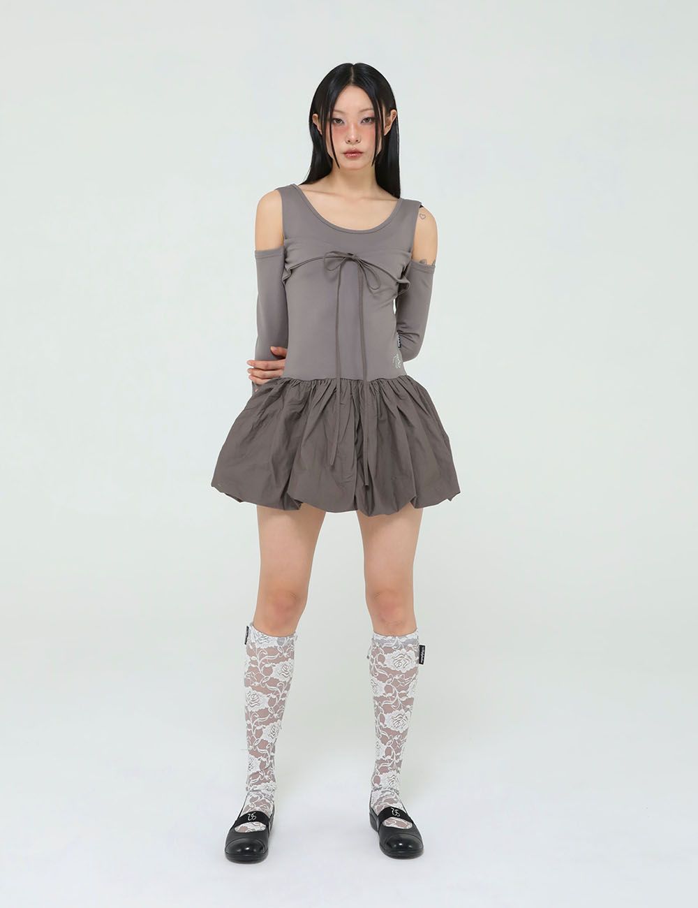 ★UGLYSHADOW★RIBBON PUMPKIN DRESS MUSINSA | UGLYSHADOW RIBBON PUMPKIN DRESS(BROWN)