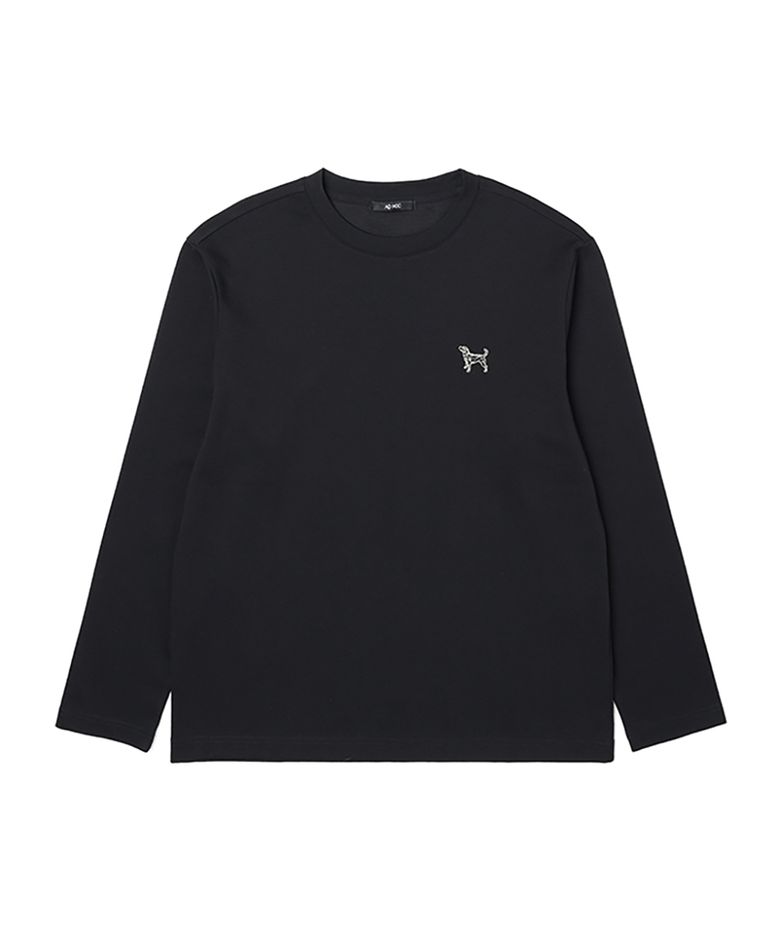 남여공용 베이직 긴팔 크루넥 티셔츠 (BLACK) (HA2LT92-39)
