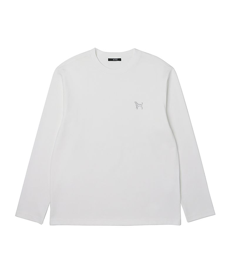 남여공용 베이직 긴팔 크루넥 티셔츠 (O-WHITE) (HA2LT92-33)
