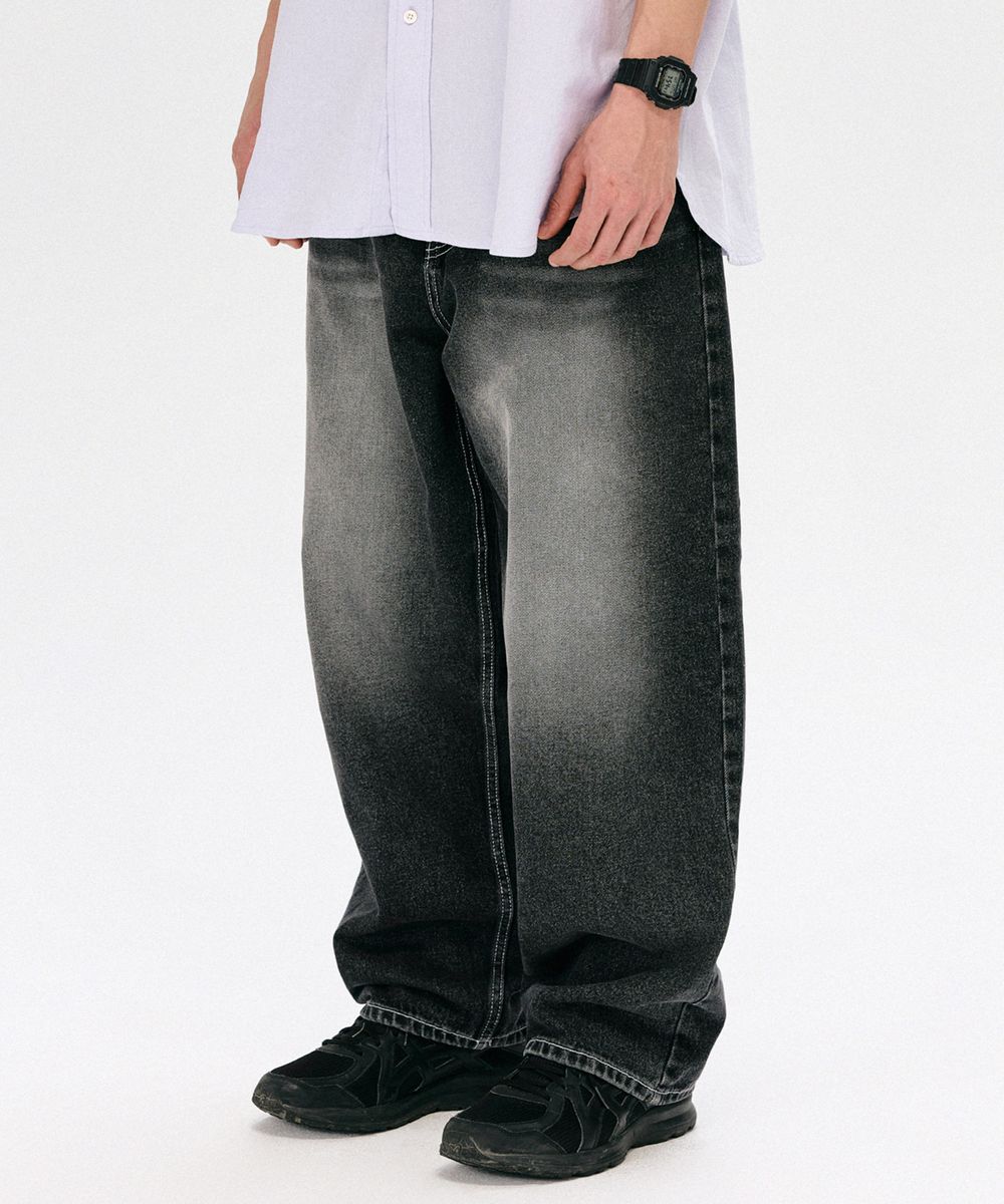 리플라이퍼키(REFLYPERKY) OA8609 앰플 커브드 와이드 데님 (CONTRAST BLACK) - 사이즈 & 후기 | 무신사