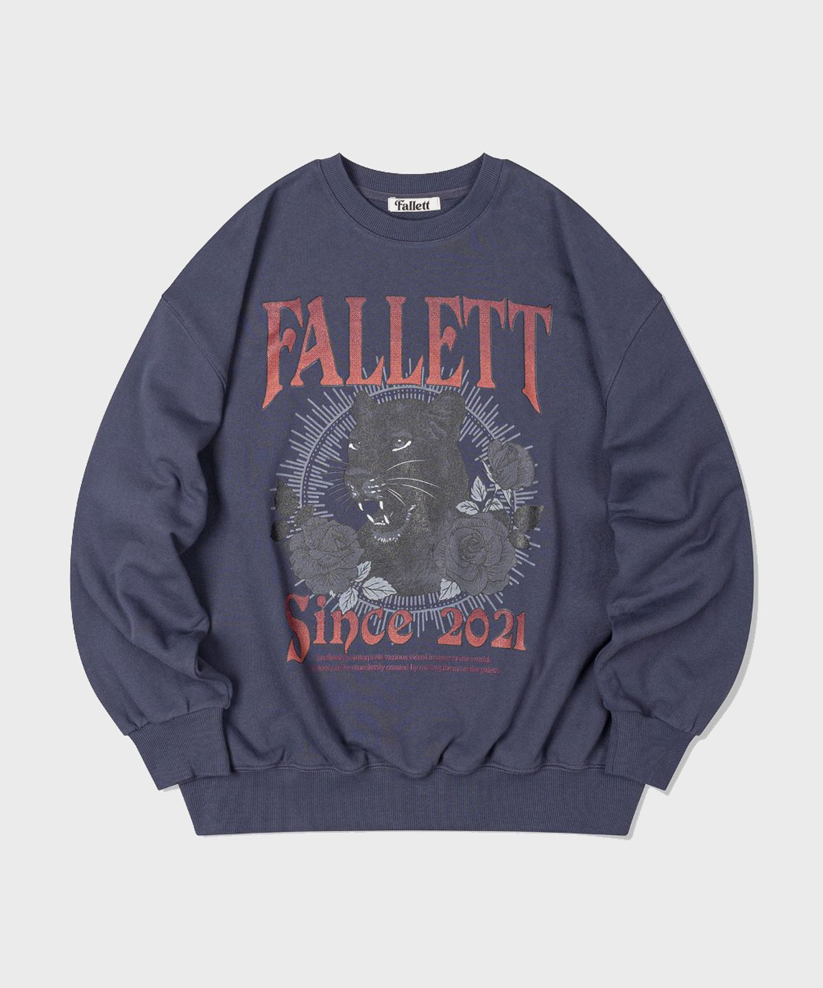 팔렛(FALLETT) 블랙 레오파드 맨투맨 블루
