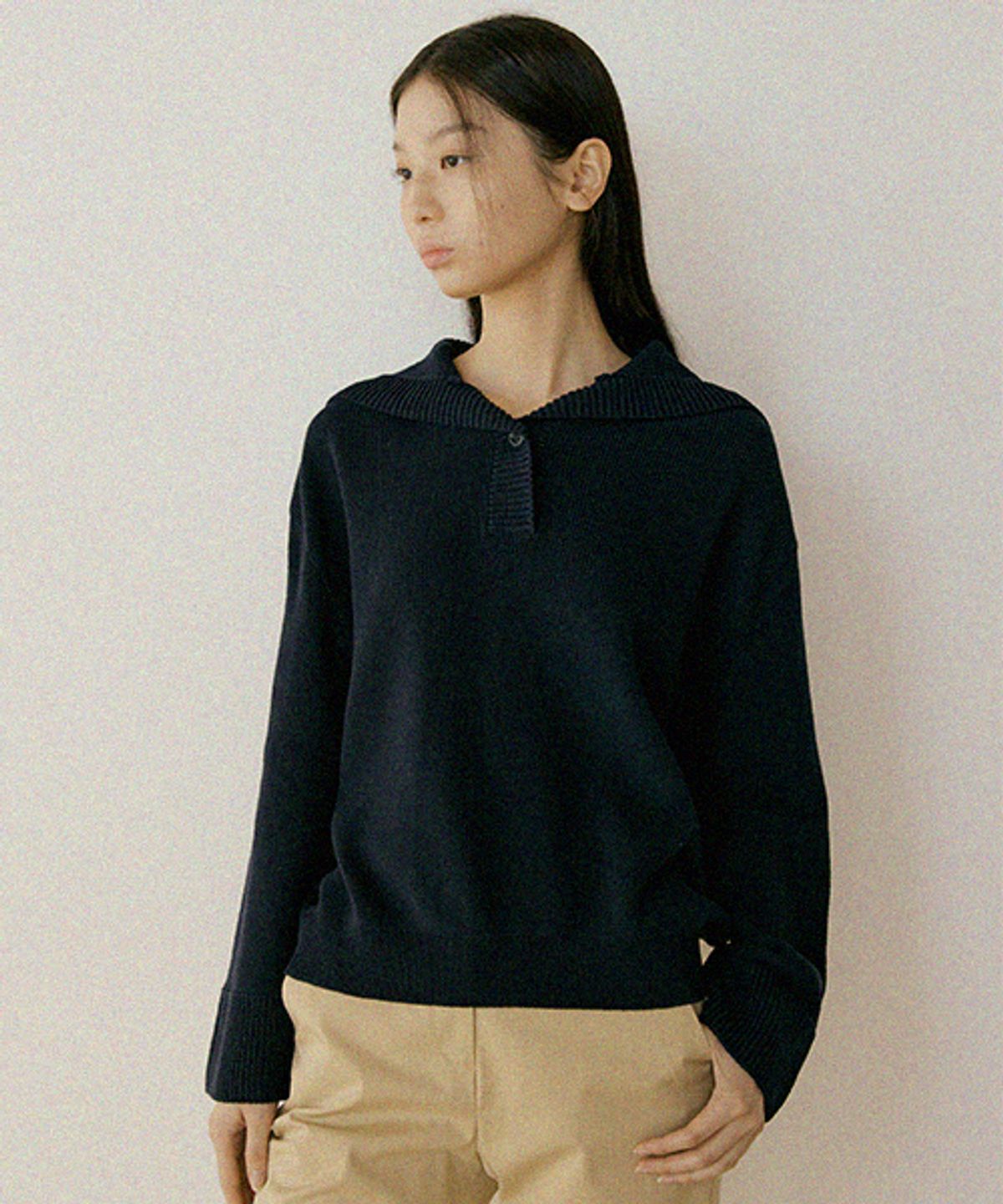 링서울(LINGSEOUL) sailor collar knit top-navy