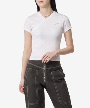 브이넥 라인 반소매 티셔츠 - 옵틱 화이트 / COPJS71510OPTWHT