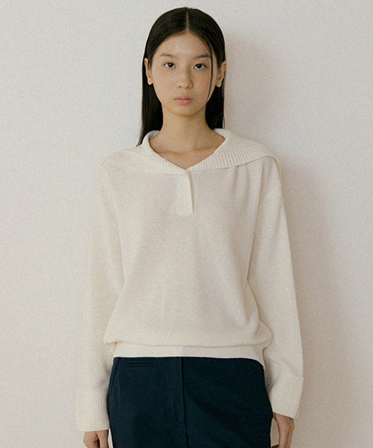링서울(LINGSEOUL) sailor collar knit top-ivory