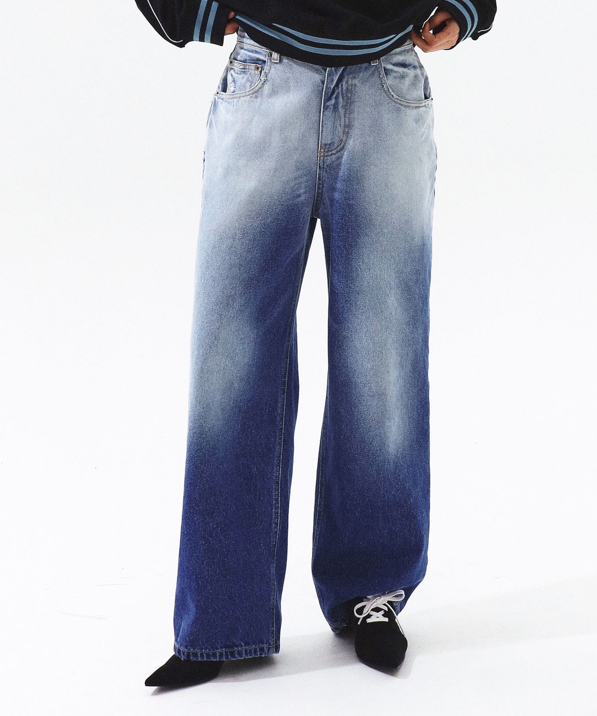 프렌다(PRENDA) VINTAGE WASHED DENIM PANTS DARK INDIGO