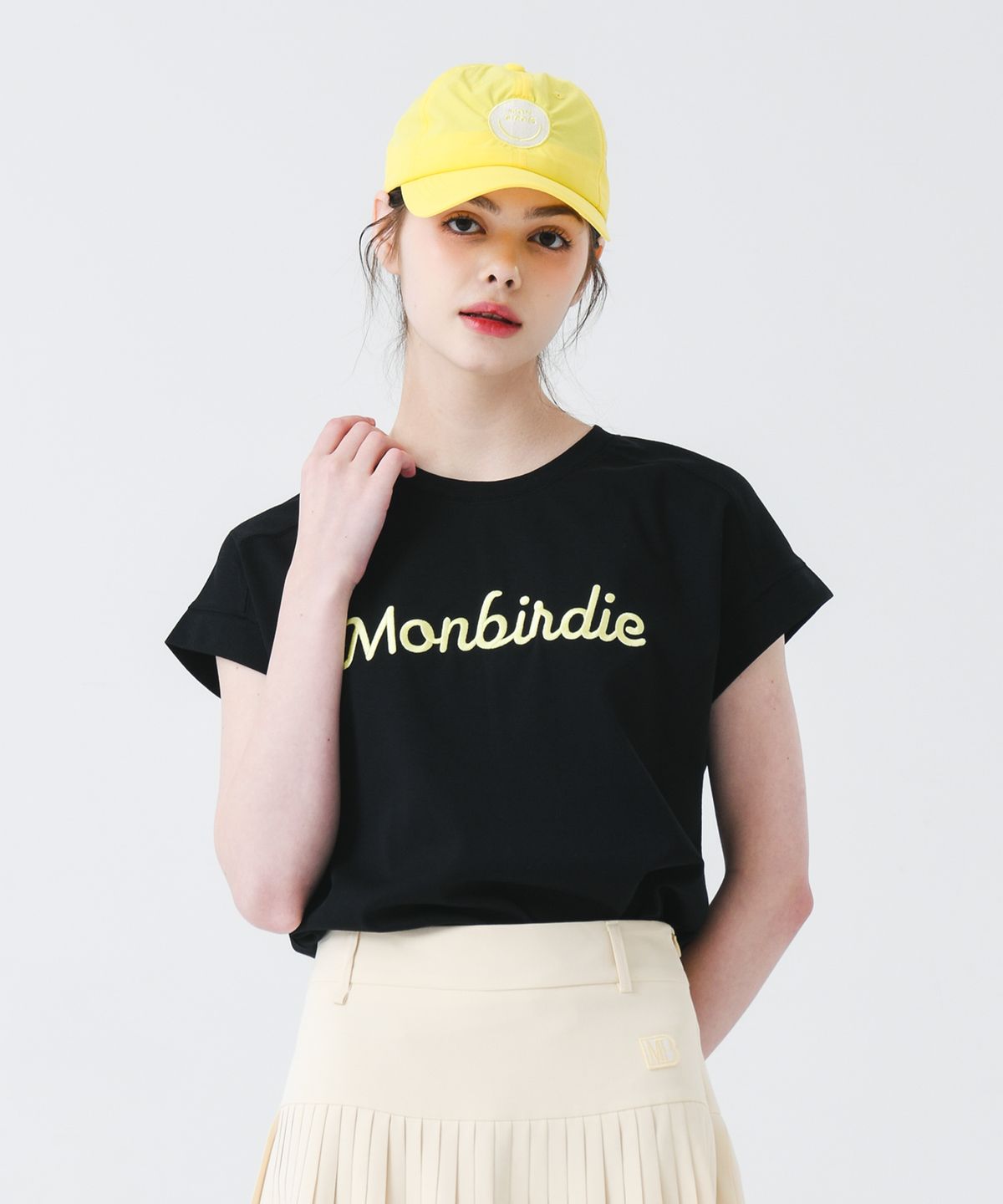 몽버디 골프(MONBIRDIE GOLF) 아트웍 루즈핏 슬리브리스 티셔츠 BLACK